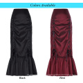 Belle Poque Women&#39;s Vintage Retro Gothic Estilo Vitoriano N / T taffeta Ruched Long Wine Saia BP000208-2